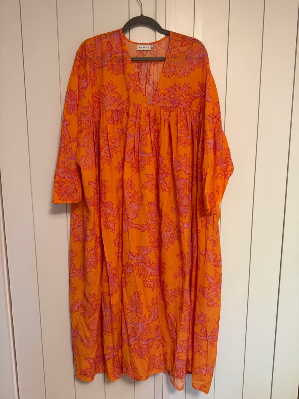 Rhode Orange & Pink Floral Maxi Kaftan Swimsuit coverup Dress